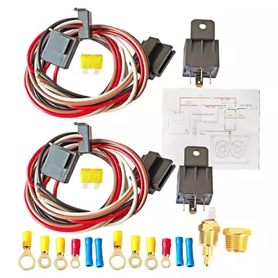 Dual Electric Fan Relay Kit W/Thermostatic Sensor Switch 185* On / 175* Off 40A • $17.49