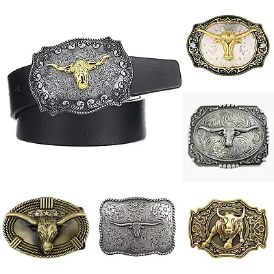 Longhorn Bull Belt Buckle For Men- Western Rodeo Cowboy Large Belt Buckles • $14.99