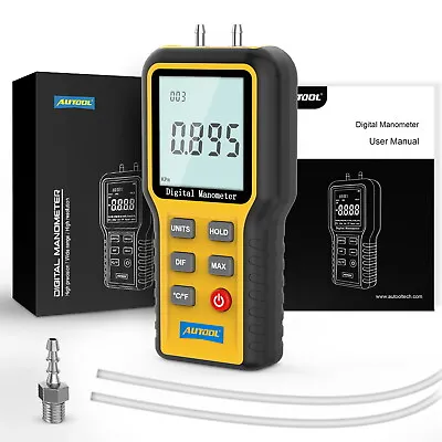 Digital Manometer Differential Air Pressure Gauge Meter HVAC Gas Pressure Tester • $34.99