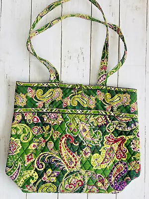 VERA Bradley Tote Bag Cotton Chelsea Green Paisley 13x15 • $20