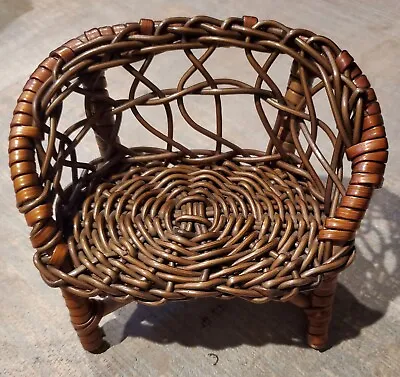 Vintage Rattan Wicker Doll Furniture Bench Loveseat Chair Chaise. • $17.82