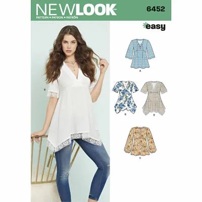 NEW LOOK Easy Sewing Pattern 6452 Misses Plus Ladies Women TunicTopBlouse 8-20 • £8.97