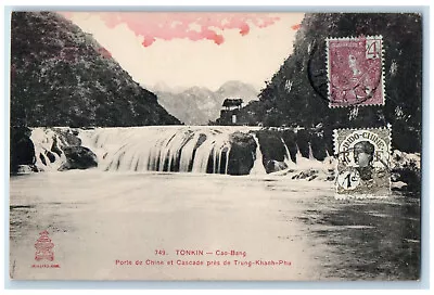 1913 Cao Bang China Gate And Waterfall Trung-Khanh-Phu Tonkin Vietnam Postcard • $39.95