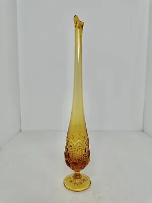 Vintage MCM LE Smith Moon And Star Amber Swung Vase 12.5” Single Stem Stunning  • $49.99