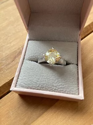 QVC Michelle Mone Yellow Diamonique Silver Ring Size O • £20