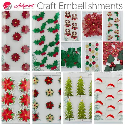 Christmas Decorations Handcrafted Self Adhesive Embellishments Handmade Crafts • £3.50