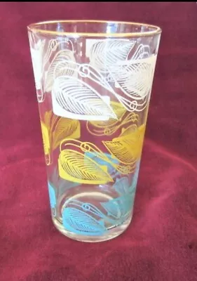 6 Vintage Tri Color Leaf Tumblers Mid Century Modern Glasses Retro Libbey • $20