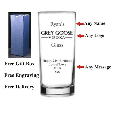 £10.99 • Buy Personalised Hi Ball Grey Goose Glass, Birthday Gift, 18th 21st 30th 40th 50th