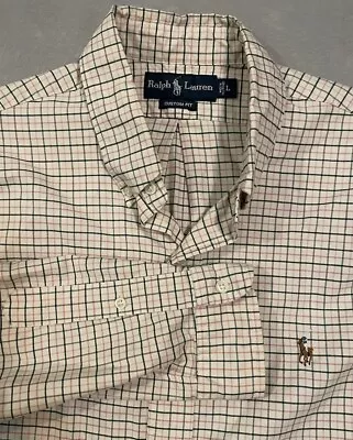 Polo Ralph Lauren Mens Long Sleeve Custom Fit Button-Down Shirt Sz L Blue/ Pink • $17.99