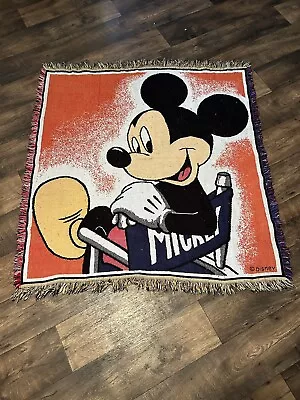 Walt Disney World Mickey Minnie Mouse Woven Tapestry Throw Blanket 48” X 56” • $50