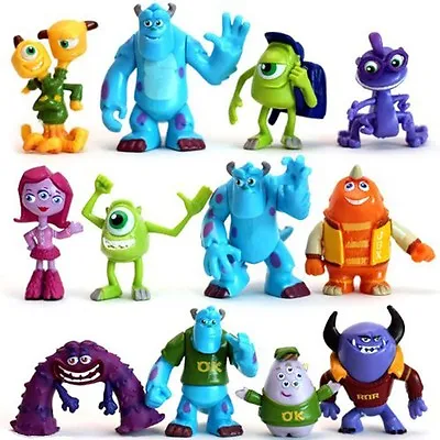 Monsters Inc Sulley Mike Disney Playset 12 Figure Cake Topper Toy Doll Set • $12.99