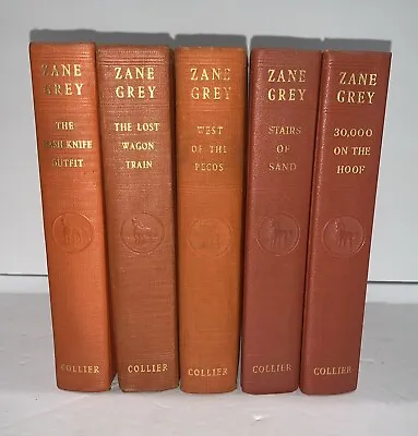 5 Book Lot Of Zane Grey Hardcover Orange Books - Collier & Sons 1930s • $47