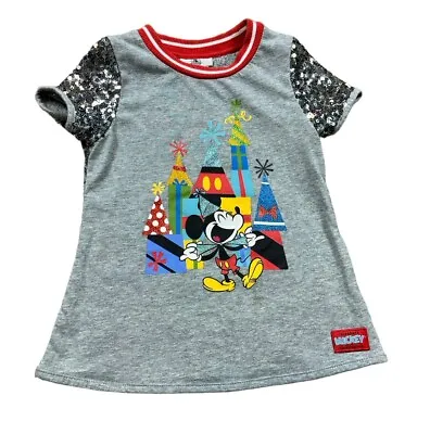 Disney Parks Mickey Mouse Birthday Shiny Sequins Youth Girl Small S Top T-Shirt • $12.99
