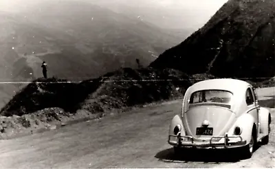Vtg Photo - Scenic View Overlook Mountains Volkswagen Beetle Bug | 1960s • $15.99