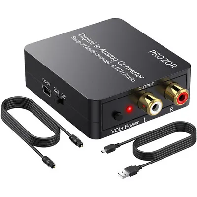 Prozor Digital To Analog Audio Converter Optical Coax Toslink 3.5mm RCA Decoder • £16.95