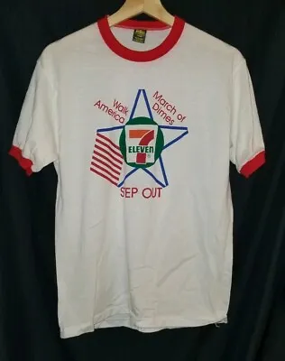 Vintage March Of Dimes Walk America 7 Eleven T-shirt Large Jerzees Russell  • $34.99