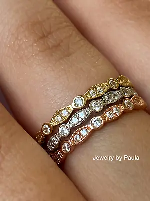 14k Solid Gold Eternity Stackable Ring Endless Wedding Band Lab Created Diamond • $177.79