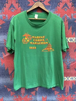 Vintage Marine Corps Marathon Shirt Single Stitch Velva Sheen 80s • $29.99