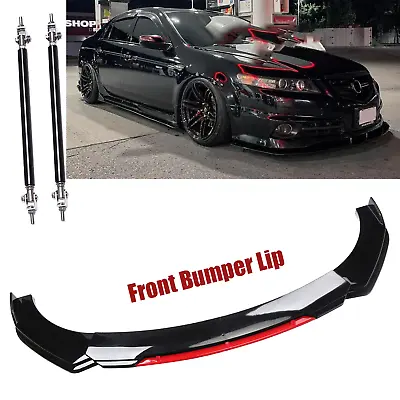 Front Bumper Lip Splitter Chin Spoiler + Strut Rods Blackt For Acura TL TLX ILX • $69.99