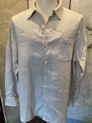 Tommy Bahama Men’s Large Relax Long Sleeve Button-Up White Striped Linen Shirt • $19