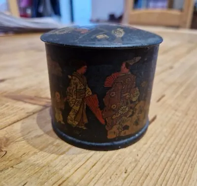 Antique Chinese Asian Papier Mache Black Lacquered Powder Puff Vanity Box /Pot • £5