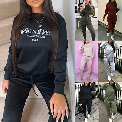 Women's YeSaint West Lounge Wear Set Casual Comfy Two Piece Ladies Tracksuit Set • £10.30