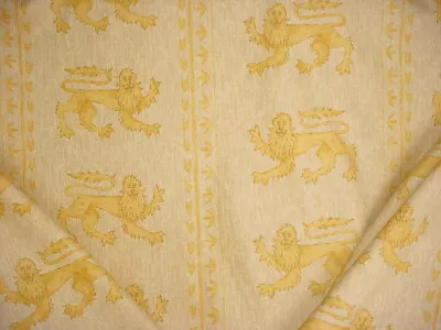 2-1/4 Andrew Martin Ivanhoe Yellow Gold Printed Lions Cotton Upholstery Fabric • $153