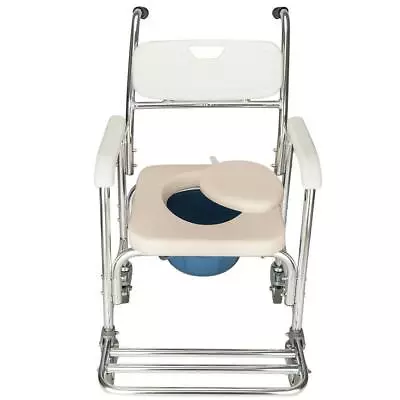 Portable Medical Toilet Commode Wheelchair Bedside Toilet Transport W/Arms • $89.99