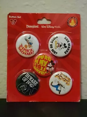 Vintage Disneyland World Walt Disney Mickey &Friends Buttons Set Pins Sealed • $16