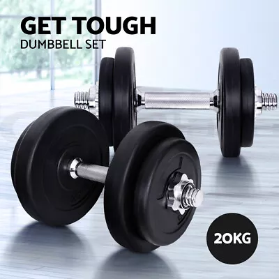 Everfit 20KG Dumbbells Dumbbell Set Weight Training Plates Home Gym Exercise • $59.95