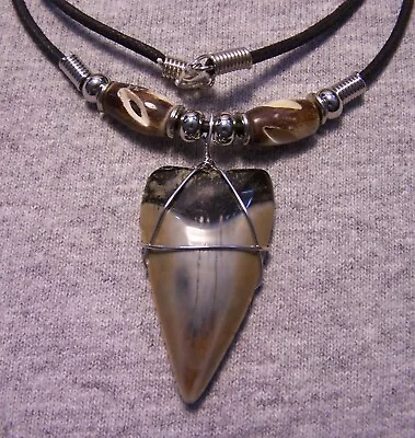 Mako Shark Tooth Necklace 1 5/8  Sharks Teeth Fossil Jaw Megalodon Scuba Diver • $17