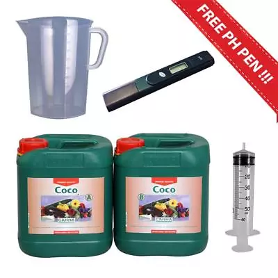 Canna Coco A&B 10L Nutrient Kit 50ml Syringe 3L Jug & FREE PH Pen Hydroponic • £78.75