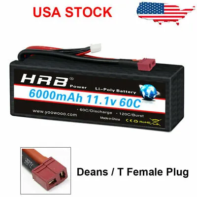 HRB 3S 6000mAh 60C 11.1V Deans T LiPo Battery Hardcase For RC Losi Buggy Truck • $38.99