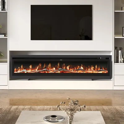 40/50/60/70/80/100inch Insert/Wall Mounted LED Fireplace Electric Inset Fire • £159.95