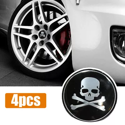 $12.20 • Buy 4x Car Auto Wheel Emblem Hub Center Cap Cross Bone Skull Sticker Car Accessories