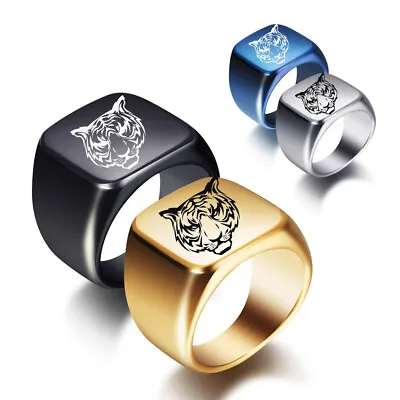 Punk Animal Leopard Tiger Head Symbol Stainless Steel Casting Rings Jewelry • $6.99