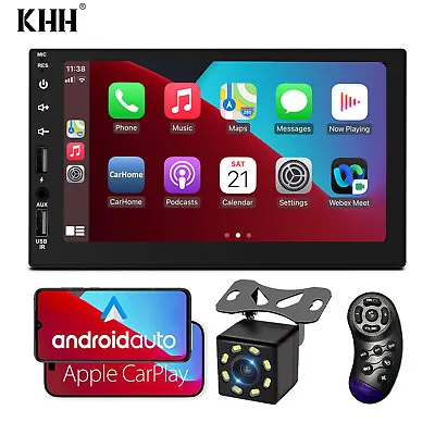 $54.58 • Buy 7  Double Din Car Stereo With Apple Carplay & Android Auto Play MP5 Radio+Camera