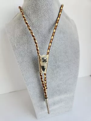 Stunning Vintage Montana Agate Arrowhead Bolo Tie High Quality Two Tone Cord  • $74.98