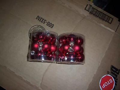New Mini Christmas Ornament Balls Red And  Green Glass Set Of 30 • $3.99