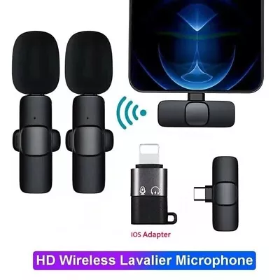 Wireless Lavalier Microphone For Phone Android IPhone Ipad Vlog Live Stream Mic~ • £3.59