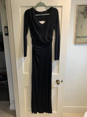 £12 • Buy Stunning River Island Full Length Body Con Dress 12 Black Cut Out Back