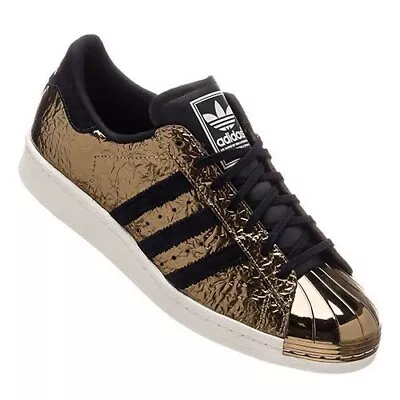 Adidas Superstar 80s Metal Toe Gold Foil Trainers Uk7 Size 40 • £64.99