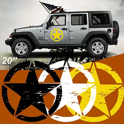 Army Star Distressed Decal Fits Jeep Large 20  Vinyl Military Hood Graphic Body • $12.99