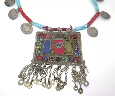 Vintage Middle East Tribal Berber Beaded 800 Silver Arabic Coin 24  Necklace • $4.99