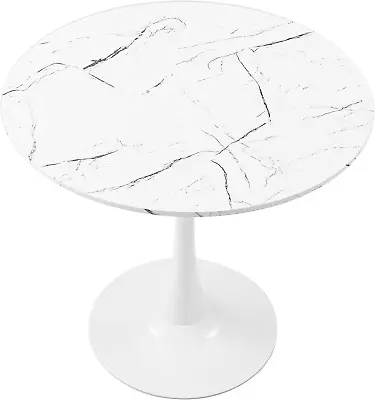 32 Inch Round Dining Table With Faux Marble Top For Kitchen Bar Patio And More  • $212.99