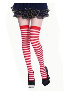 Women's Girls Striped OVER The KNEE Socks Ladies Thigh High Stretchy Halloween • £1.15