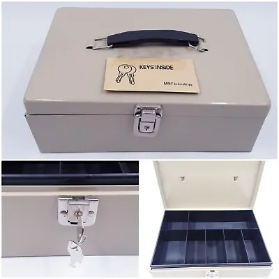 MMF Industries Steel Cash Box 7 Compartments Removable Tray Key Lock & 2 Keys • $18.70