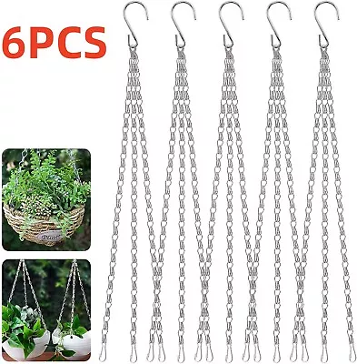 6x Hanging Hook Basket Chains 18 Inch Strong Garden 3 Strand Hook Hanging Chain • £6.99