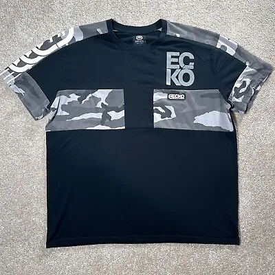 Y2k Ecko Unltd Black Short Sleeve Camo Wrap Around Shirt Rare Size 3XL • $22.95