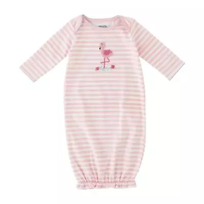 Mud Pie Baby Girl Pink Crochet Flamingo One Piece Sleep Gown Size 0-3 M NEW • $22.95